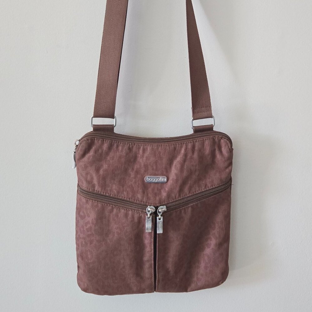 Brown Baggallini Horizon Crossbody Travel Bag Purse w/Detachable RFID Wristlet